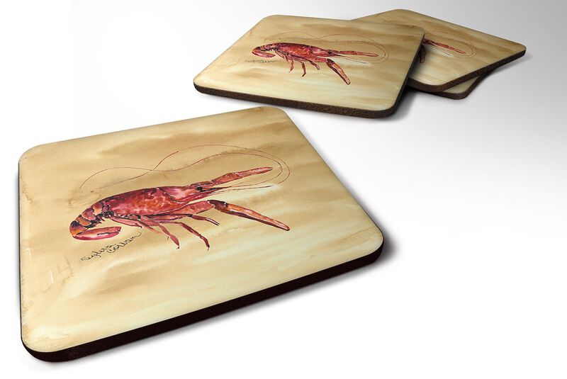 Caroline's Treasures 8230FC Crawfish Foam Coasters (Set of 4), 3.5 H x 3.5 W, Multicolor