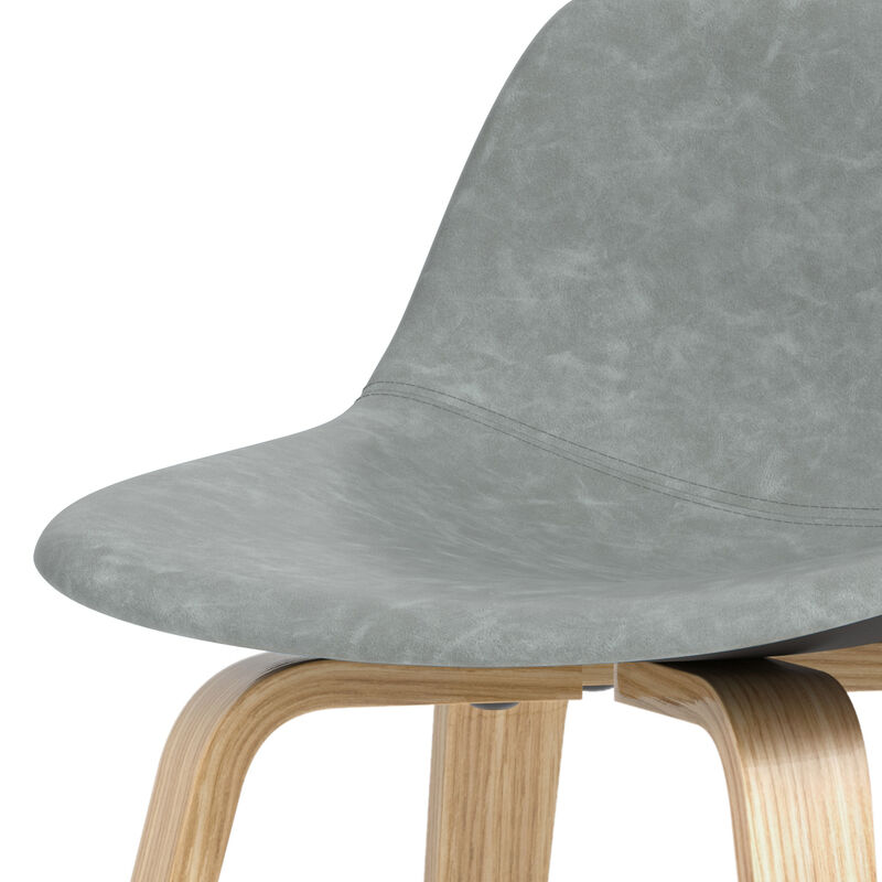 Randolph Mid-Century Modern 28 inch Bentwood Counter/ Bar Height Stool (Set of 2) in Stone Grey PU faux leather