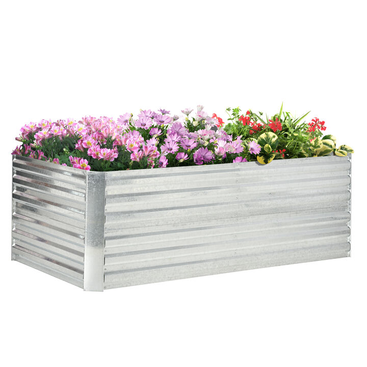 Outsunny Galvanized Raised Garden Bed Kit, Large and Tall Metal Planter Box for Vegetables, Flowers and Herbs, Reinforced, 6' x 3' x 2', Dark Gray