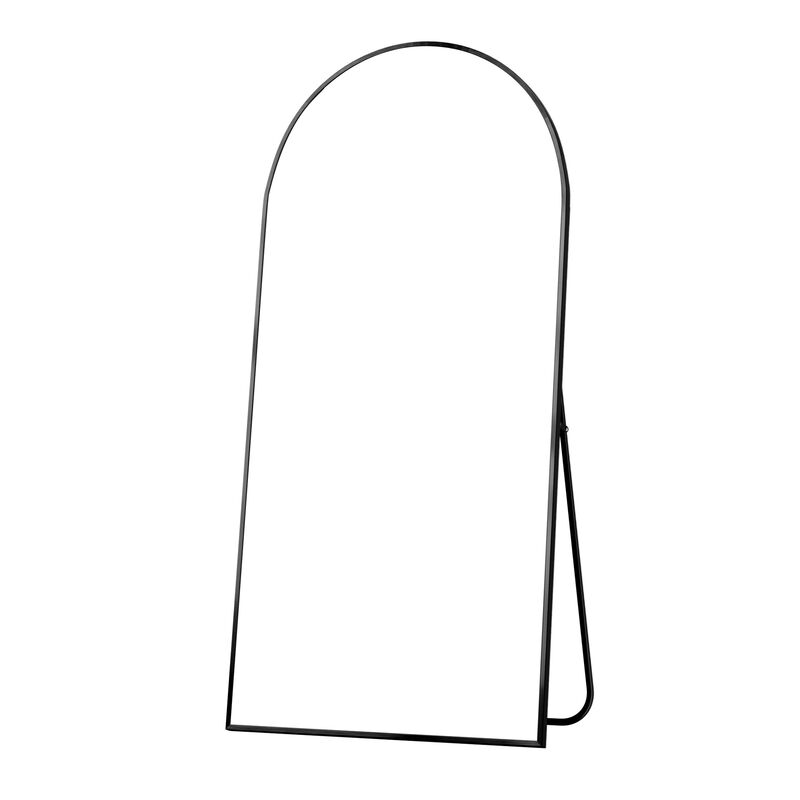 HomeRoots 71" Black Metal Arch Freestanding Framed Full Length Mirror image number 2