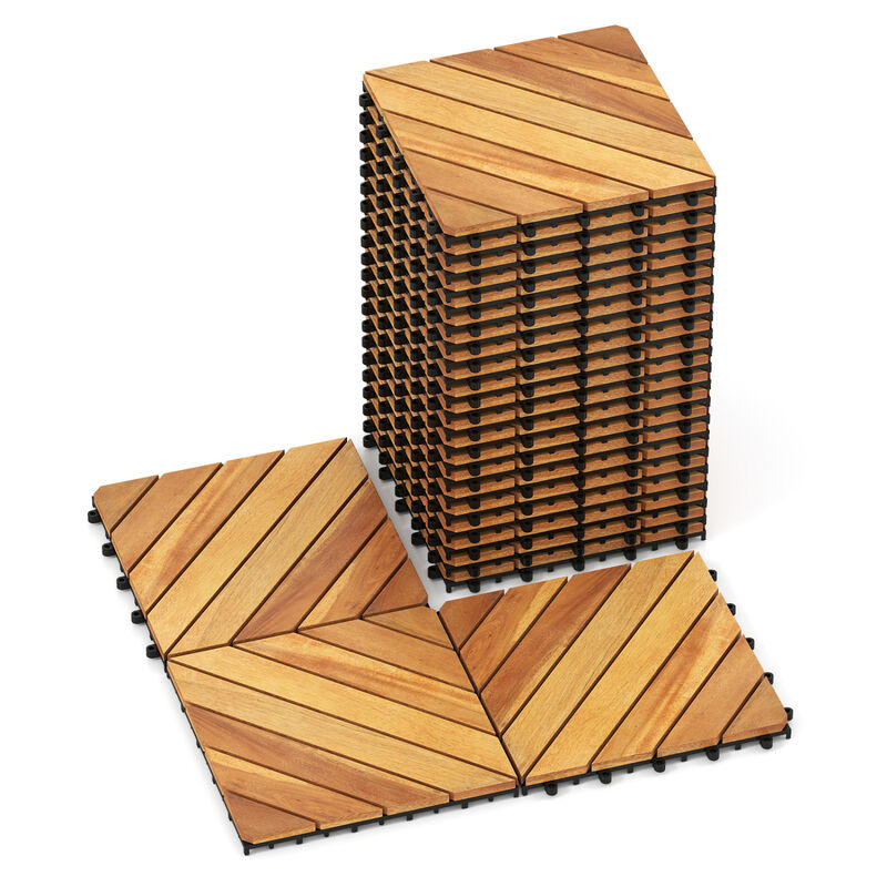 48 Piece Interlocking Wood Deck Tiles for Patio Balcony and Garden Flooring-Natural image number 4