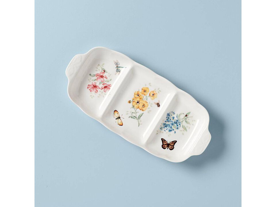 Lenox Butterfly Meadow 3 Part Divided Serving Tray, 2.30 LB