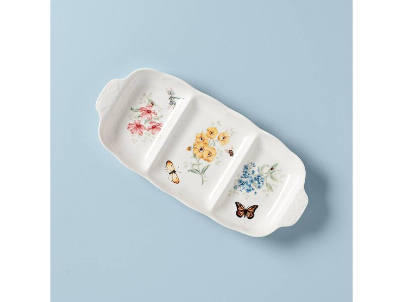 Lenox Butterfly Meadow 3 Part Divided Serving Tray, 2.30 LB image number 1