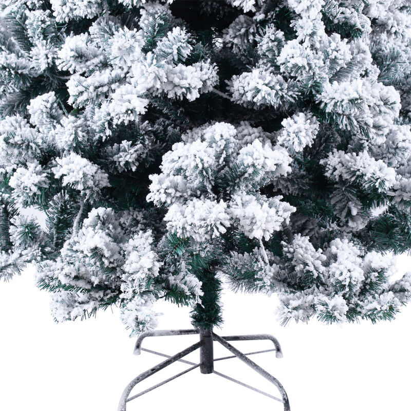 Snow-Flocked Pre-Lit Christmas Tree with 1202 Branch Tips for a Full & Festive Holiday Display