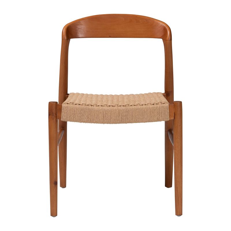 bali & pari Lorena Paper Loom Woven Dining Chair - Mahogany Wood Frame Accent Chair with Curved Back for Kitchen or Dining Room Seating image number 1