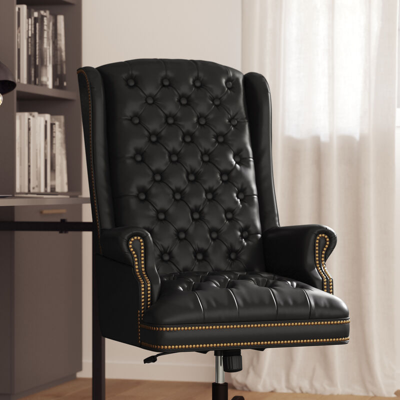 Turner High Back Traditional Fully Tufted LeatherSoft Executive Swivel Ergonomic Office Chair with Arms image number 2