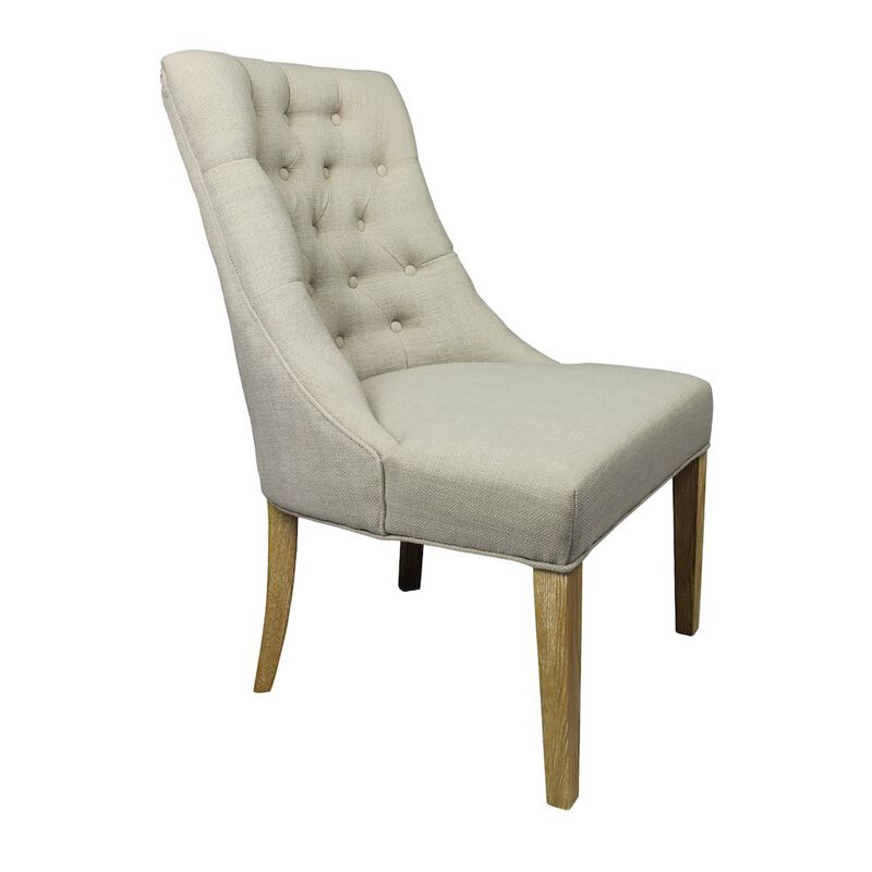 Blythe Taupe Side Chair with Button Tufting