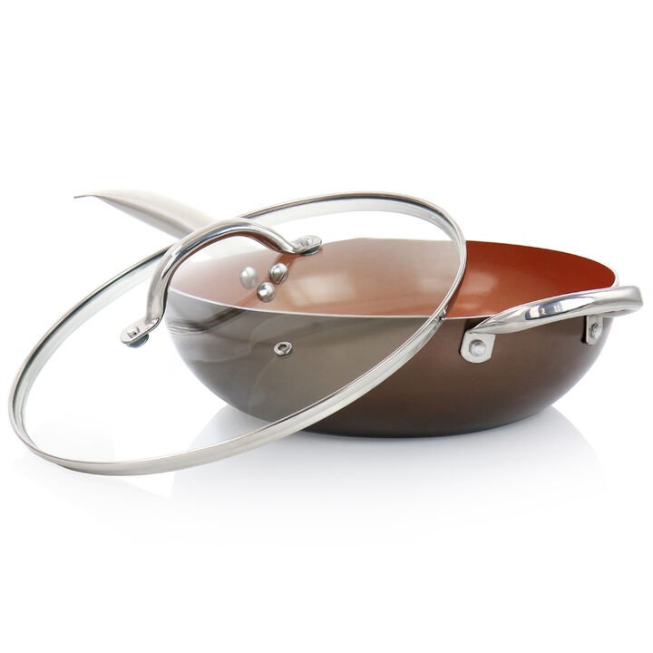 Copper Pan Cooking Excellence 3.5 Quart Aluminum Nonstick Saute Pan in Copper