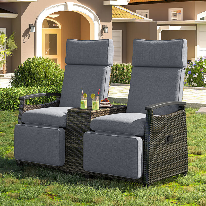 Merax Patio Recliner Loveseat Chair Outdoor Lounge Chair