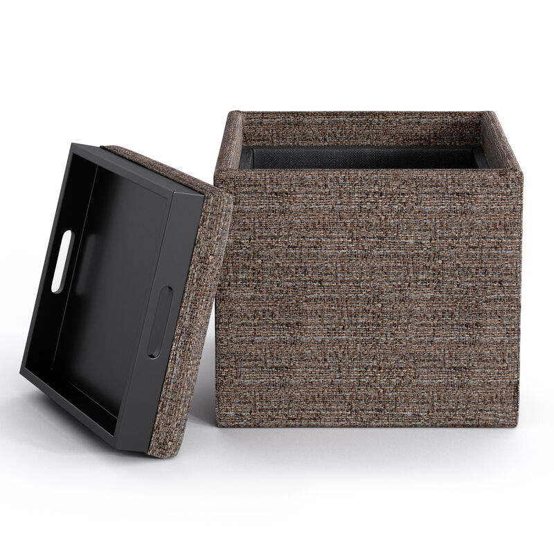 Simpli Home Rockwood Cube Storage Ottoman with Tray image number 2