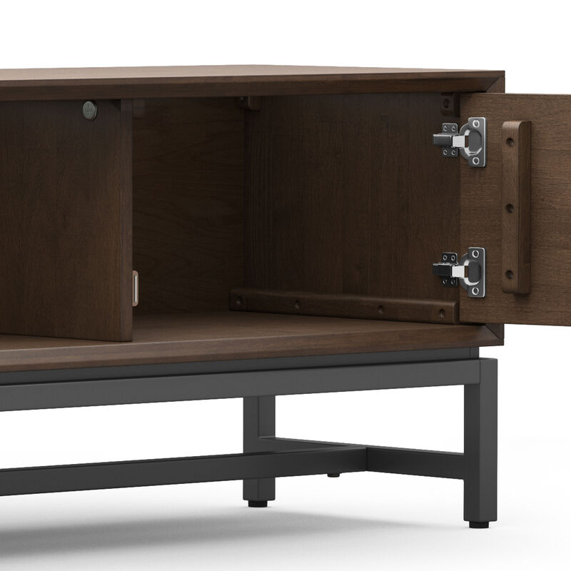 Banting SOLID HARDWOOD 72 inch Wide Modern Industrial TV Media Stand in Walnut Brown For TVs up to 80 inches