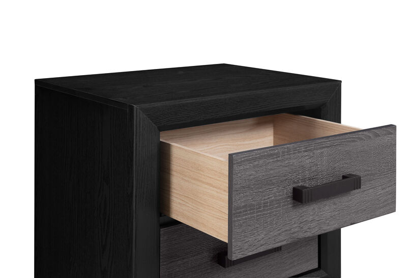 HomeRoots 22" Black And Gray Wood Two Drawer Nightstand