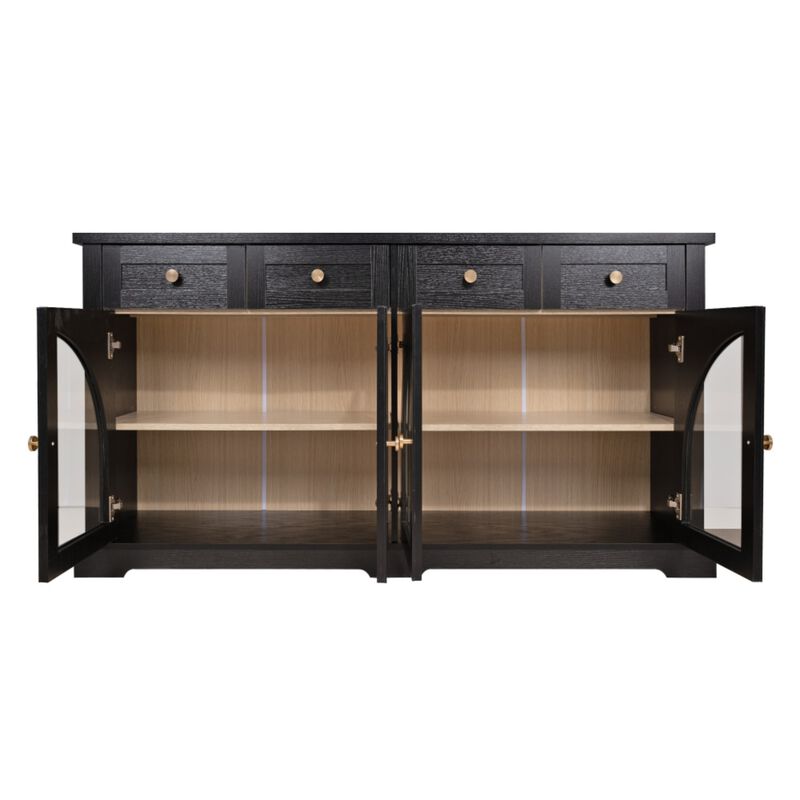 Semkit Farmhouse Arched Glass Door Sideboard Cabinet image number 7