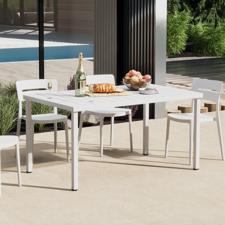 WestinTrends 59" Iron Metal Outdoor Rectangular Patio Dining Table For 6