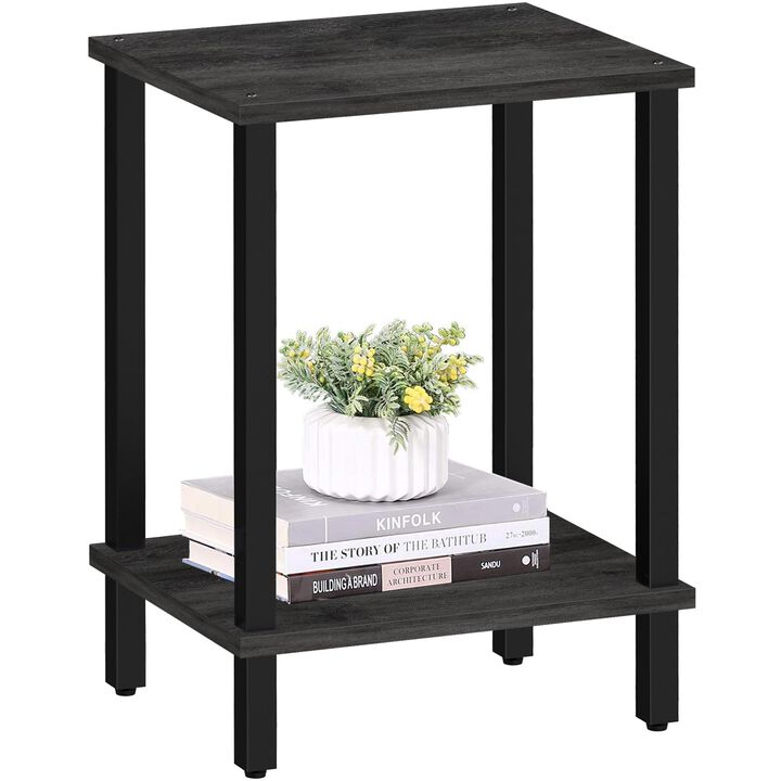 TUTOTAK End Table, Side Table, Nightstand, 2-Tier Storage Shelf, Sofa Table for Small Space, Living Room, Bed Room, Charcoal Gre