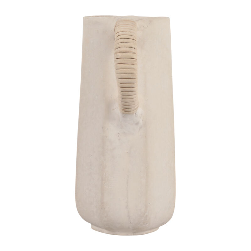 11x8" Paper Mache Jug W/ Rattan Handle, Ivory image number 5