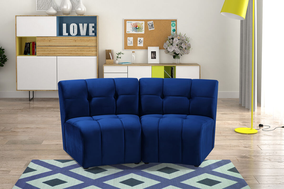 Meridian Furniture Limitless Navy Velvet 2pc. Modular Sectional