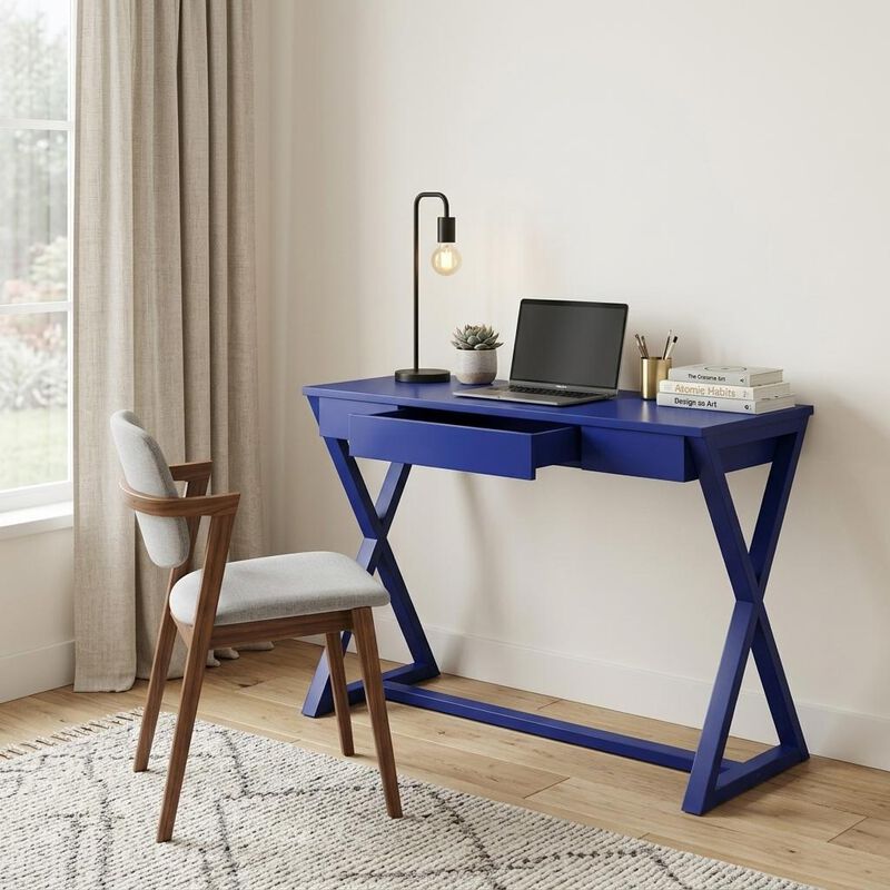 HomeRoots 42" Blue Writing Desk image number 1