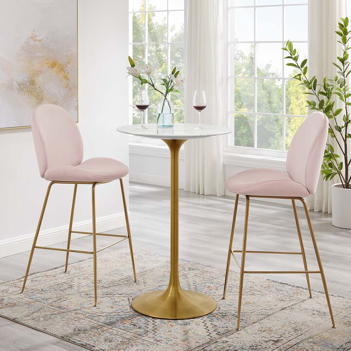Modway - Lippa 28" Round Artificial Marble Dining Table Gold White