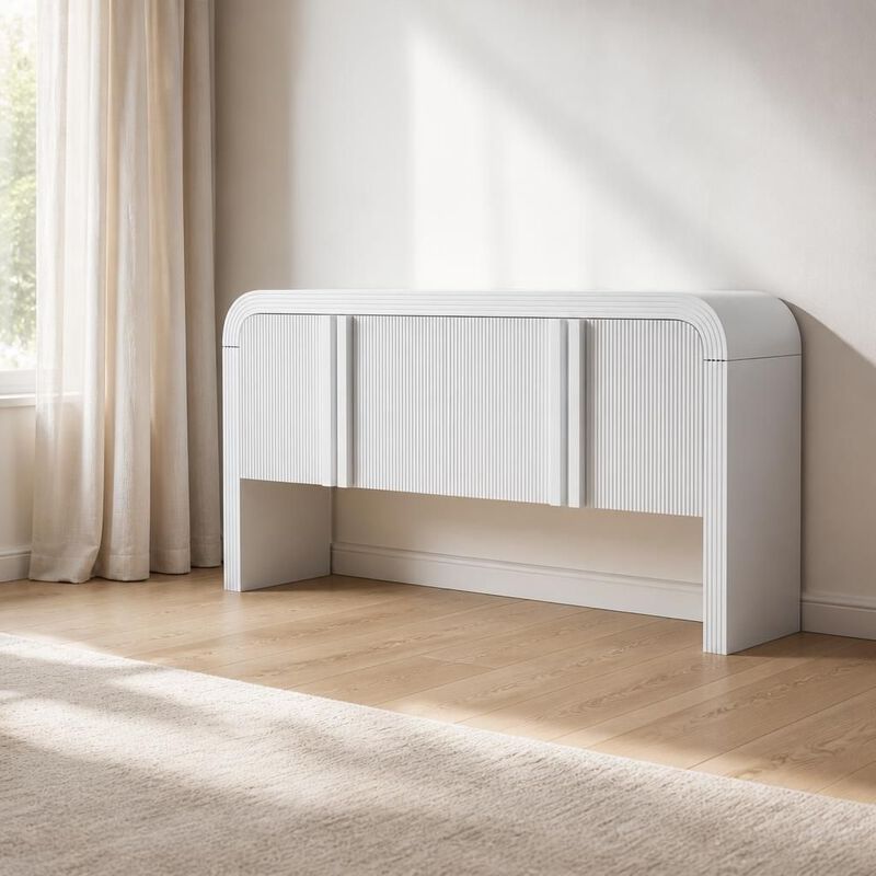 GOODSILO 62.2-Inch Curved Wave Pattern Console Table with 4 Doors and Adjustable Shelf, Narrow Entryway Sofa Table for Living Room, Foyer and Hallway image number 2