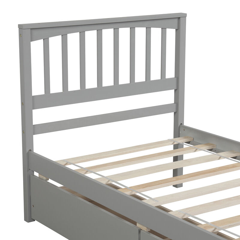 Whisen Elegant Design Twin Size Platform Bed with Two Drawers