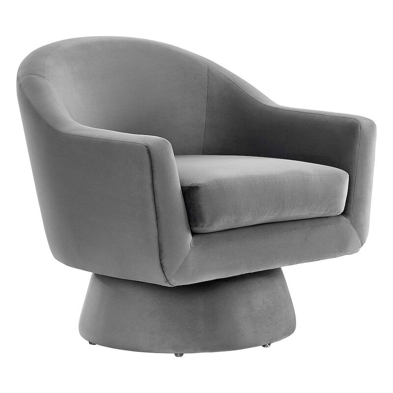 Astral Performance Velvet Fabric and Wood Swivel Chair image number 0