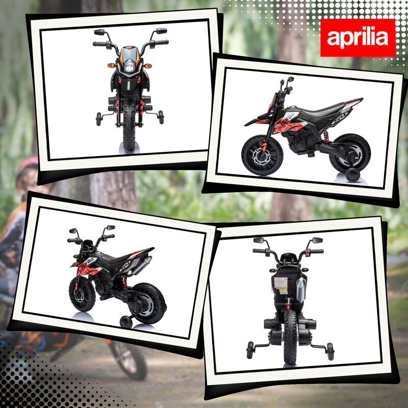 BreeBe 12V Aprilia Licenced Kids Motorcycle with Training Wheels, Spring Suspension, LED Light, USB, Music image number 7