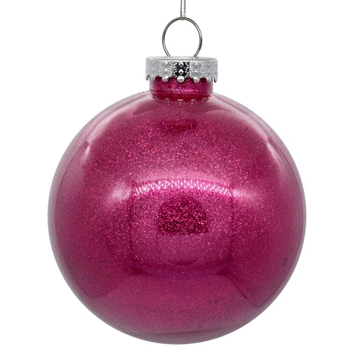 Vickerman Clear Ball Christmas Ornament with Berry Red Glitter Interior 12 Pieces per bag