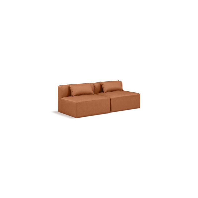 Meridian Furniture Cube Cognac Vegan Leather Modular Sofa