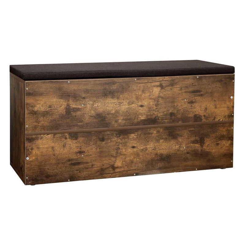 BreeBe Brown Wooden Shoe Storage Bench with Cushion