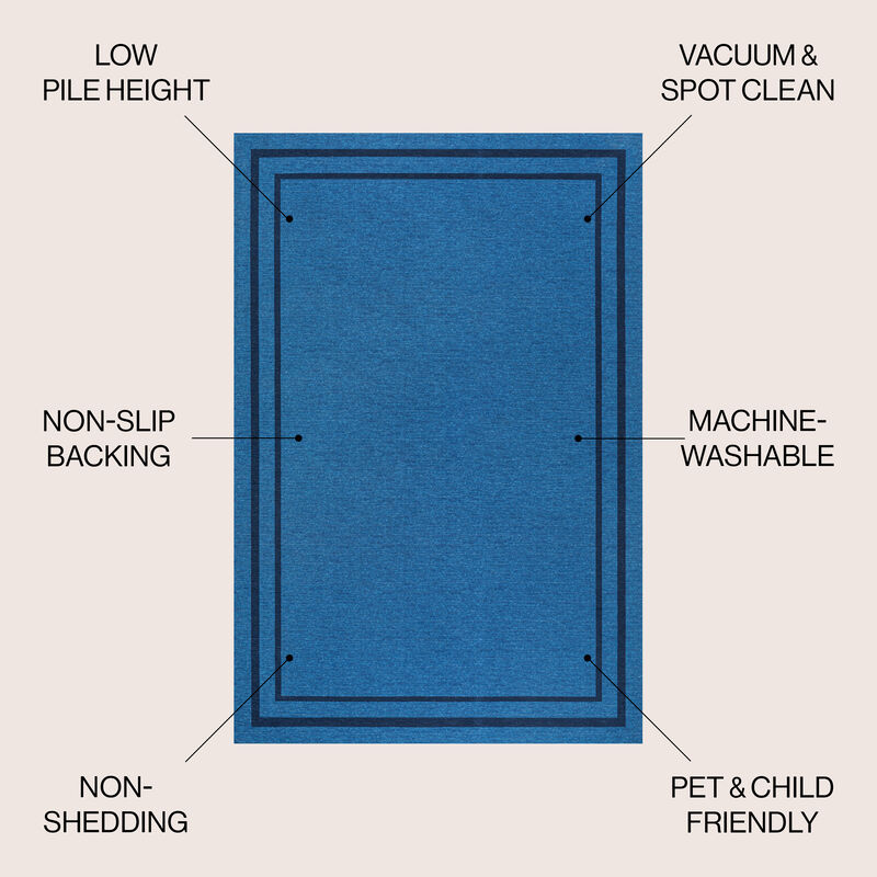 Sloane Classic 2-Stripe Border Washable Area Rug