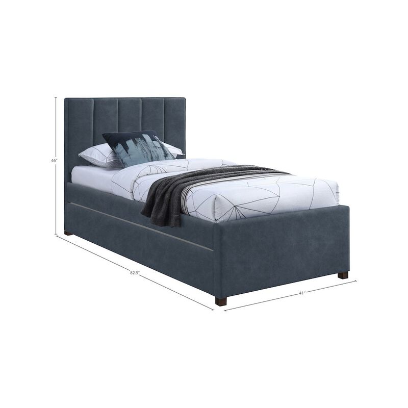 Meridian Furniture Hudson Navy Vegan Leather Twin Trundle Bed