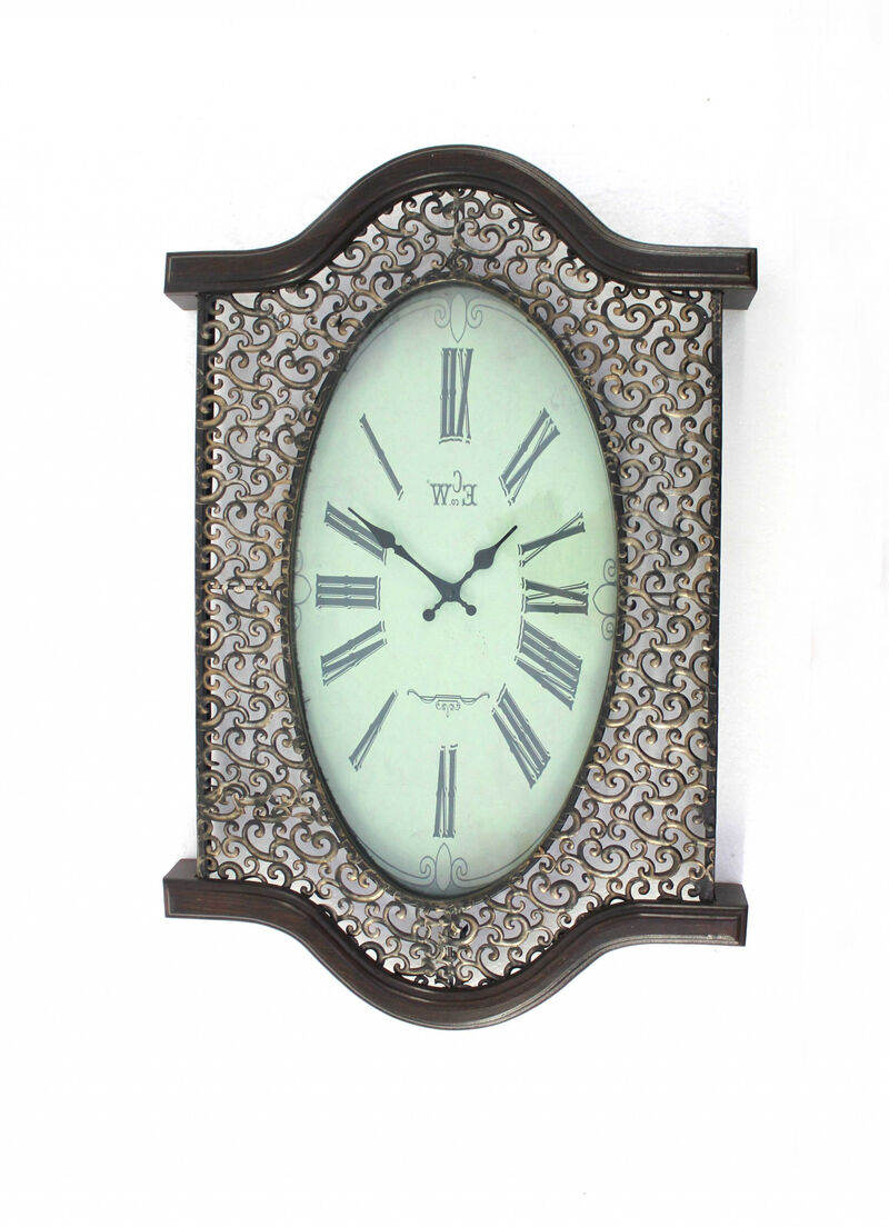 Analog Wall Clock with Wood and Glass Frame – Decorative Timepiece for Modern or Rustic Interiors