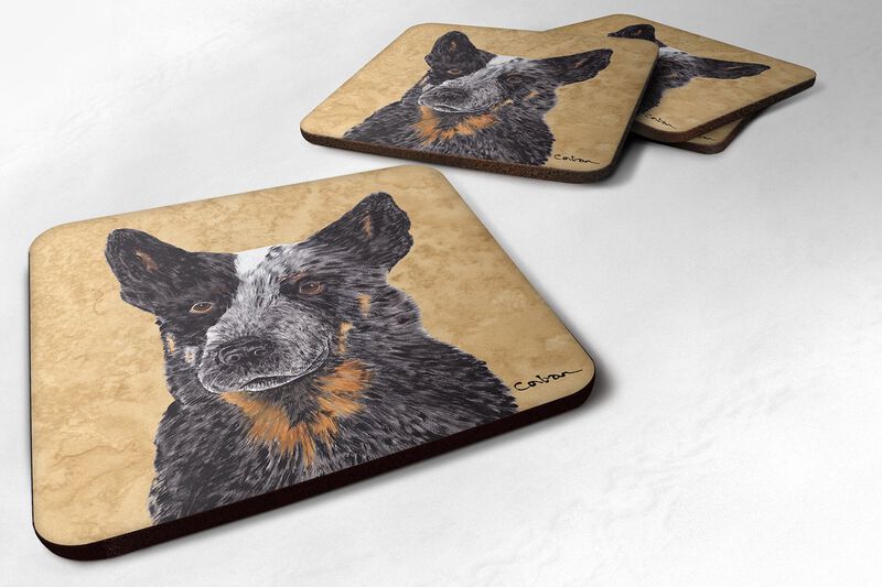 Caroline's Treasures SC9141FC Australian Cattle Dog Foam Coasters (Set of 4), 3.5 H x 3.5 W, Multicolor image number 0