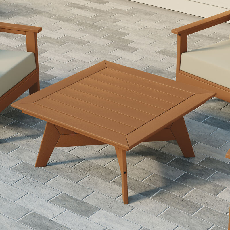 WestinTrends Modern Low Outdoor Patio Square HDPE Coffee Table