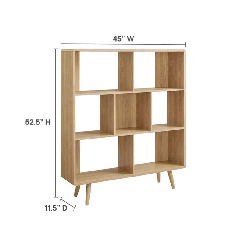 Modway EEI-2529-CHA Transmit 7 Shelf Wood Grain Bookcase, Charcoal image number 2