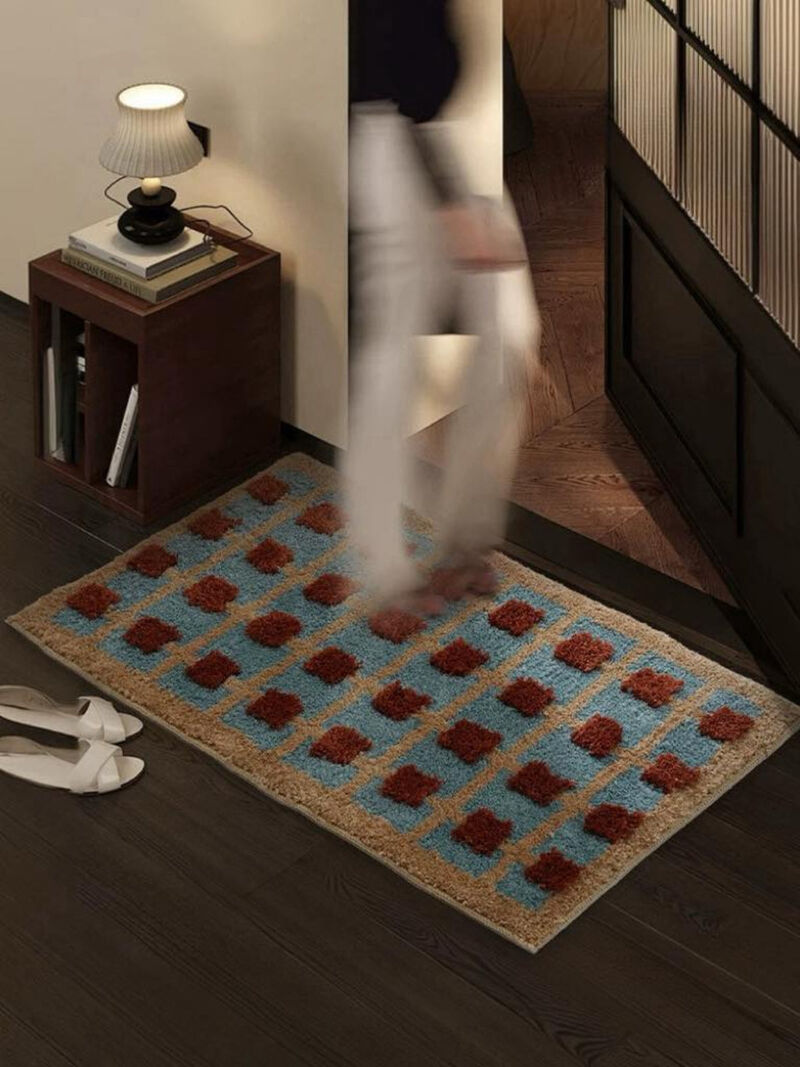 Ultra Soft Retro Whimsica Gridl Bath Rug, Machine-washable, Absorbent Mat