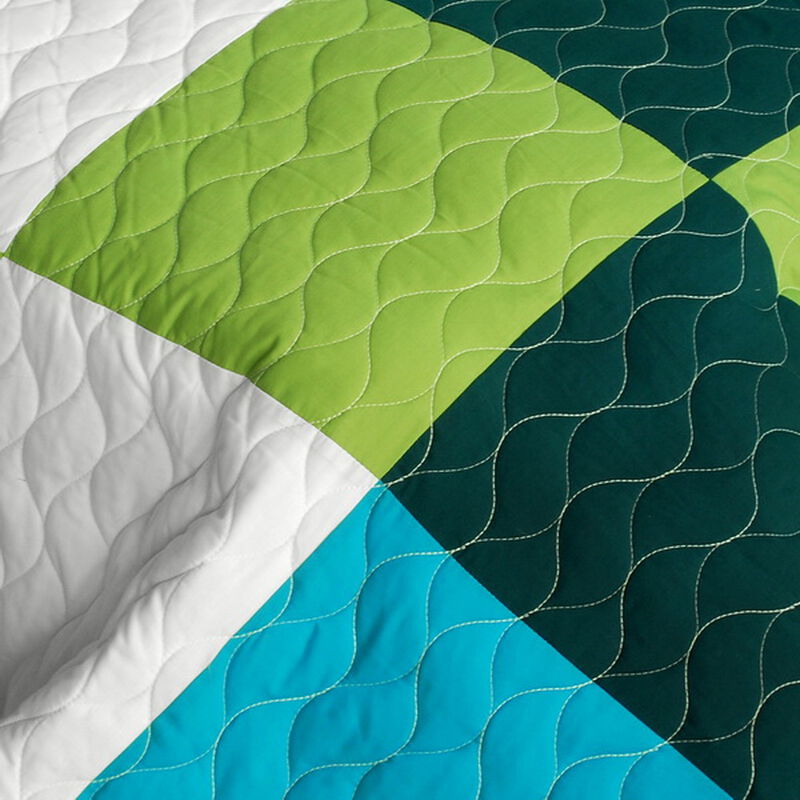 3 Piece Vermicelli Quilted Patchwork Quilt Set Handsome Prince Collection image number 2