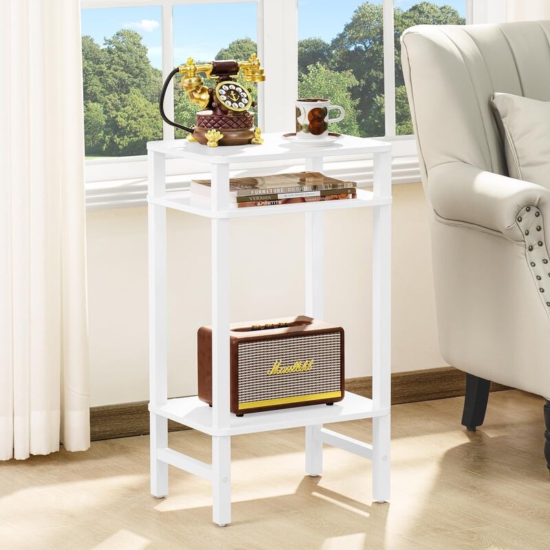 YUFAM 28in Tall Side Table 3-Tier Small Narrow End Table for Couch, Skinny Nightstand for Small Space, Farmhouse Slim Night Stan