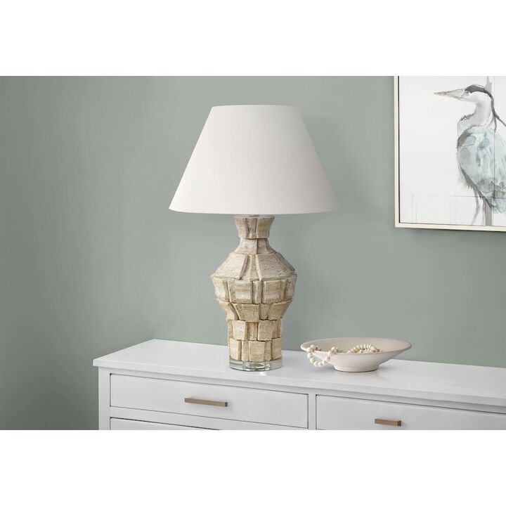 28"H, Table Lamp, Beige Resin, Ivory / Cream Shade, Contemporary, Modern