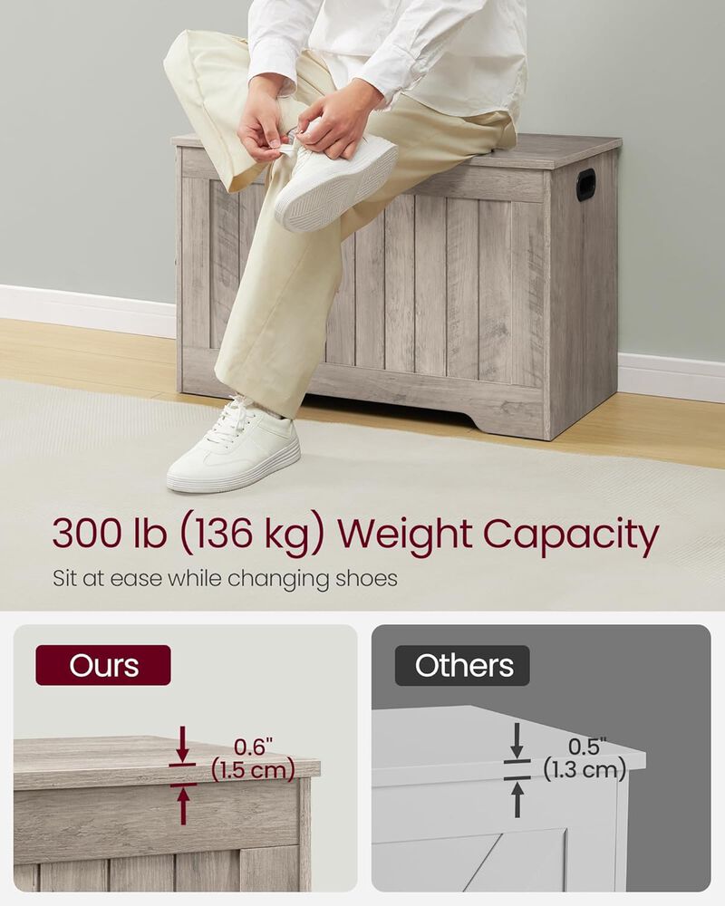 Storage Chest, Storage Bench, Entryway Bench with 2 Safety Hinges, Shoe Bench, Farmhouse Style