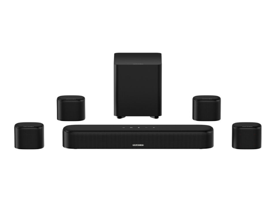ULTIMEA Aura A40 7.1ch Virtual Surround Sound Bar with 4 Surround Speakers,330W,4" Subwoofer,App Control,OPT/AUX/Bluetooth