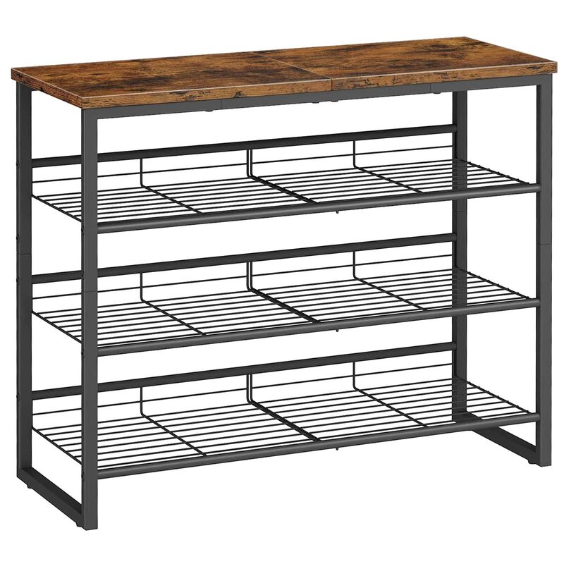 4-Tier Shoe Organizer Rack Holds 9-12 Pairs, Adjustable Storage Shelf image number 0