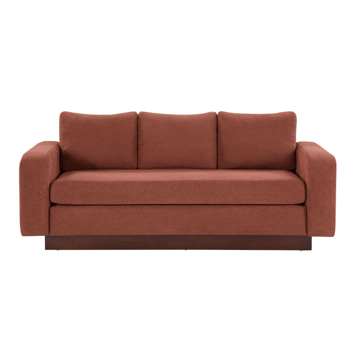 Merax Modern 3-Seater Chenille Sofa with Wide Functional Armrests & Solid Rubber Wood Base