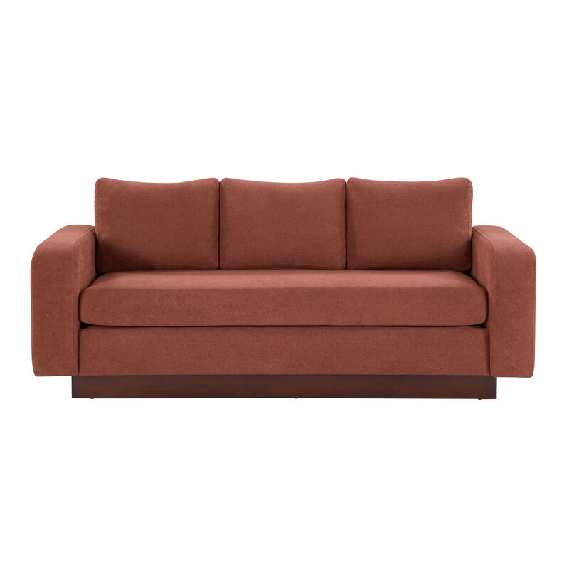Merax Modern 3-Seater Chenille Sofa with Wide Functional Armrests & Solid Rubber Wood Base image number 0