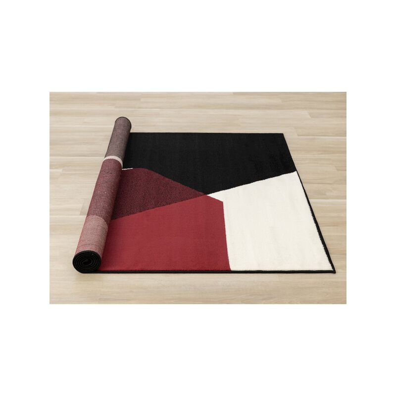 Novelle Home Modern 5x7 Rug, Geometric Rug for Living Room in Red Black White image number 3