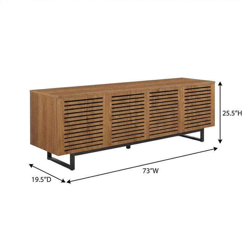 Wooden Brown TV Stand for 73-Inch Screen with Practical Storage image number 2