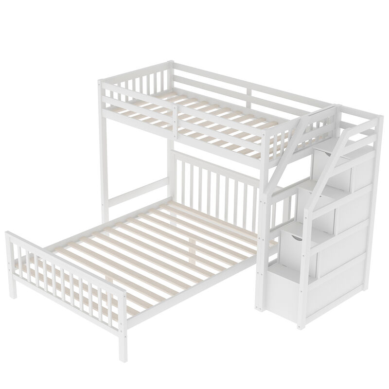 Whisen Twin over Full Loft Bed with Staircase, Pine, for Kids Bedroom image number 6