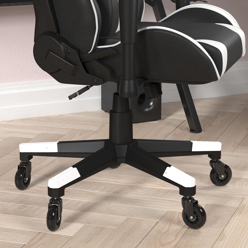 X20 Gaming Chair Racing Office Computer PC Adjustable Chair with Reclining Back and Transparent Roller Wheels in   LeatherSoft