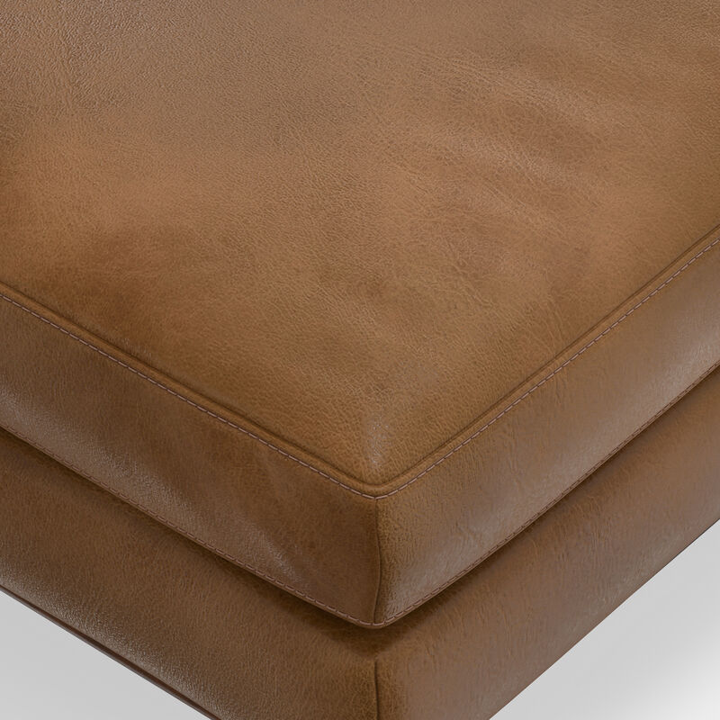 Morrison 33 inch Wide Mid-Century Modern Table Ottoman in Caramel Brown Top Grain Genuine Leather